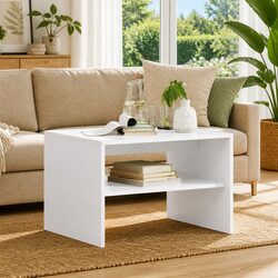Modern White Rectangular Coffee Table with Storage