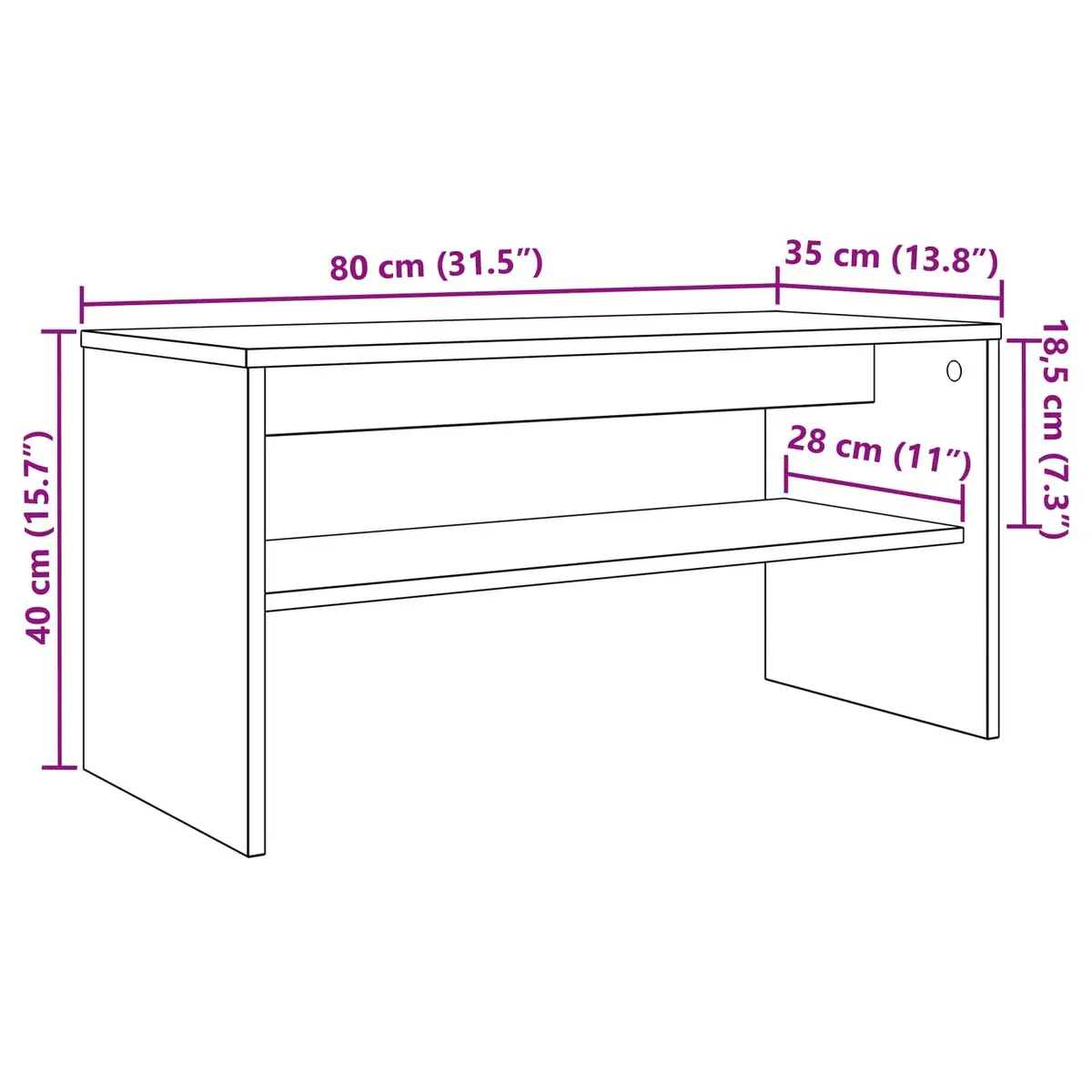TV Cabinet Modern 80 x 35 x 40 cm White Engineered Wood Living Room Storage Unit