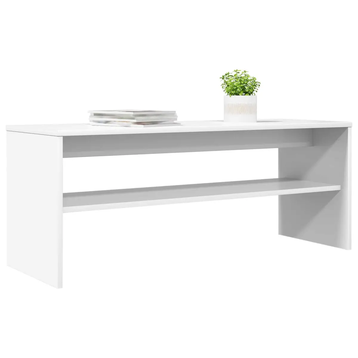 TV Cabinet White Modern Engineered Wood Living Room Storage Unit
