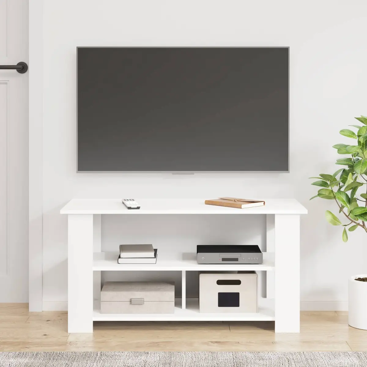 White TV Stand Modern Design Living Room Media Storage Unit 100x40x50cm