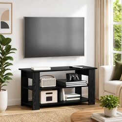 Black Oak Modern TV Stand for Cozy Living Rooms