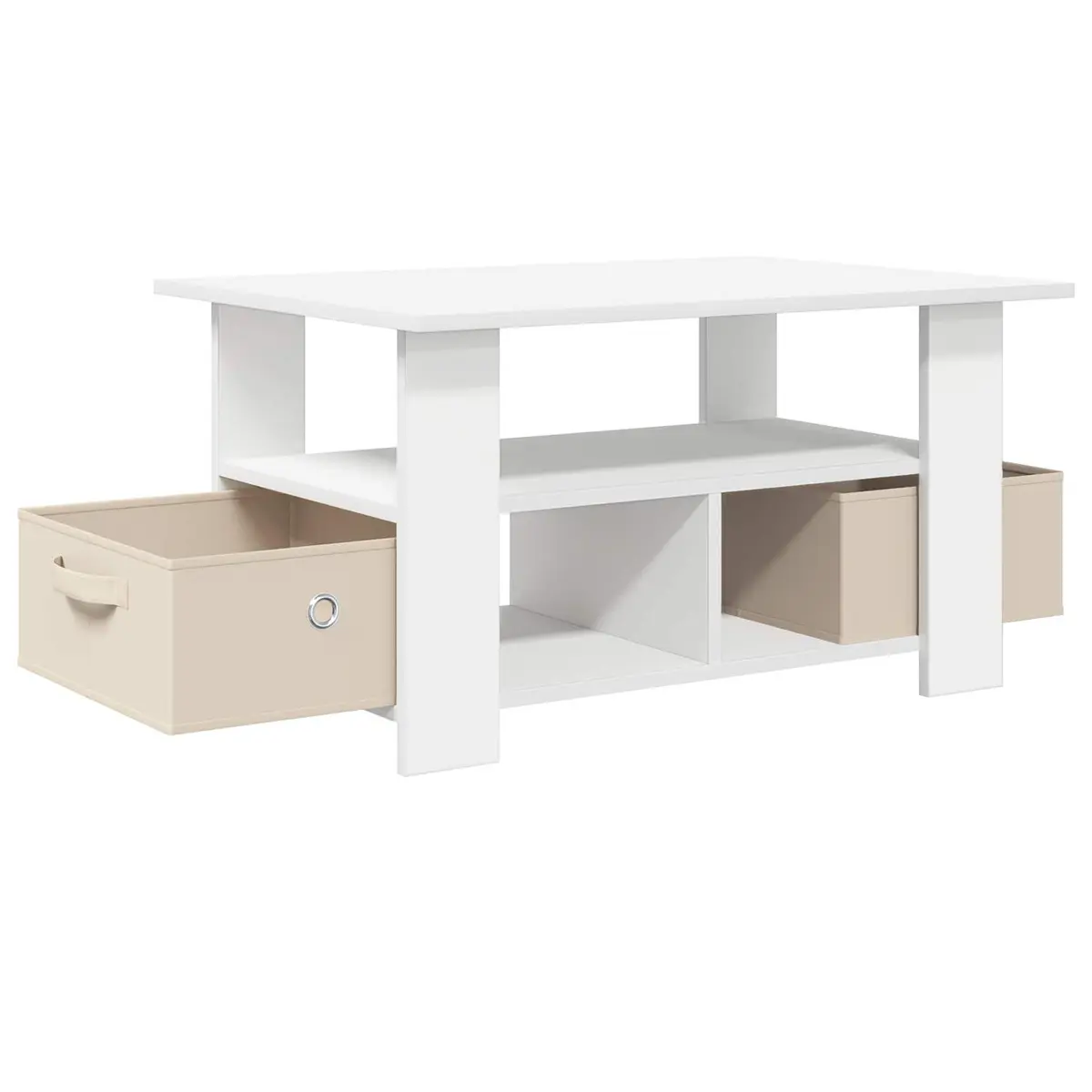 White Engineered Wood Coffee Table with Drawer