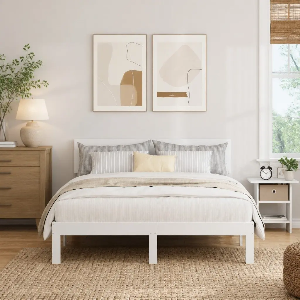 Bedside Table 2 pcs White Modern Bedroom Nightstand Storage Drawer Shelf Compact