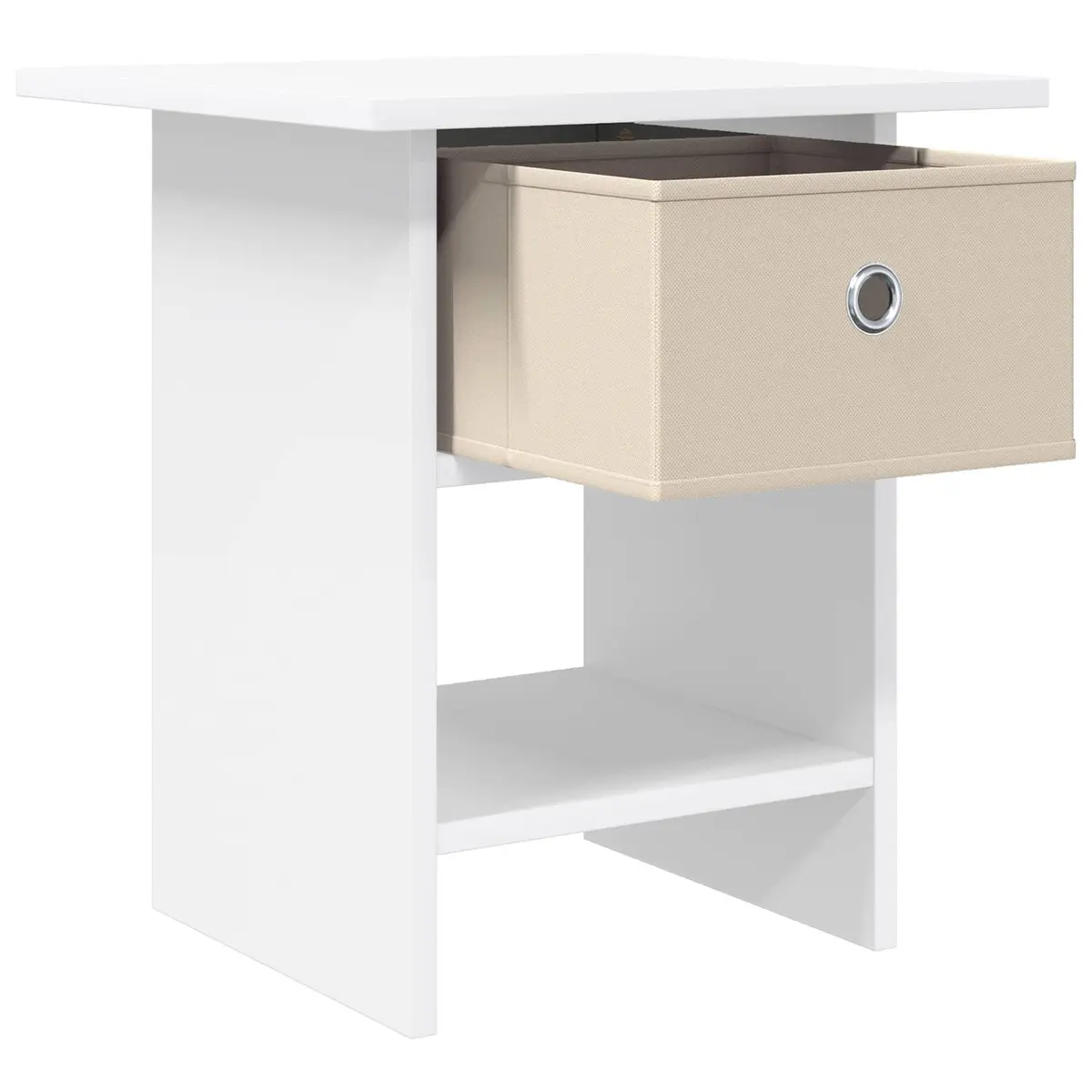 Bedside Table 2 pcs White Modern Bedroom Nightstand Storage Drawer Shelf Compact