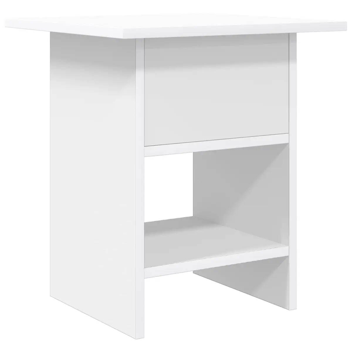 Bedside Table 2 pcs White Modern Bedroom Nightstand Storage Drawer Shelf Compact