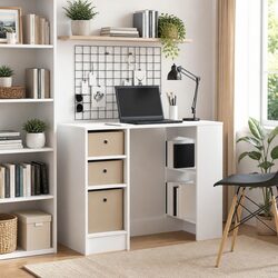 Rectangular White Writing Desk for Home Office