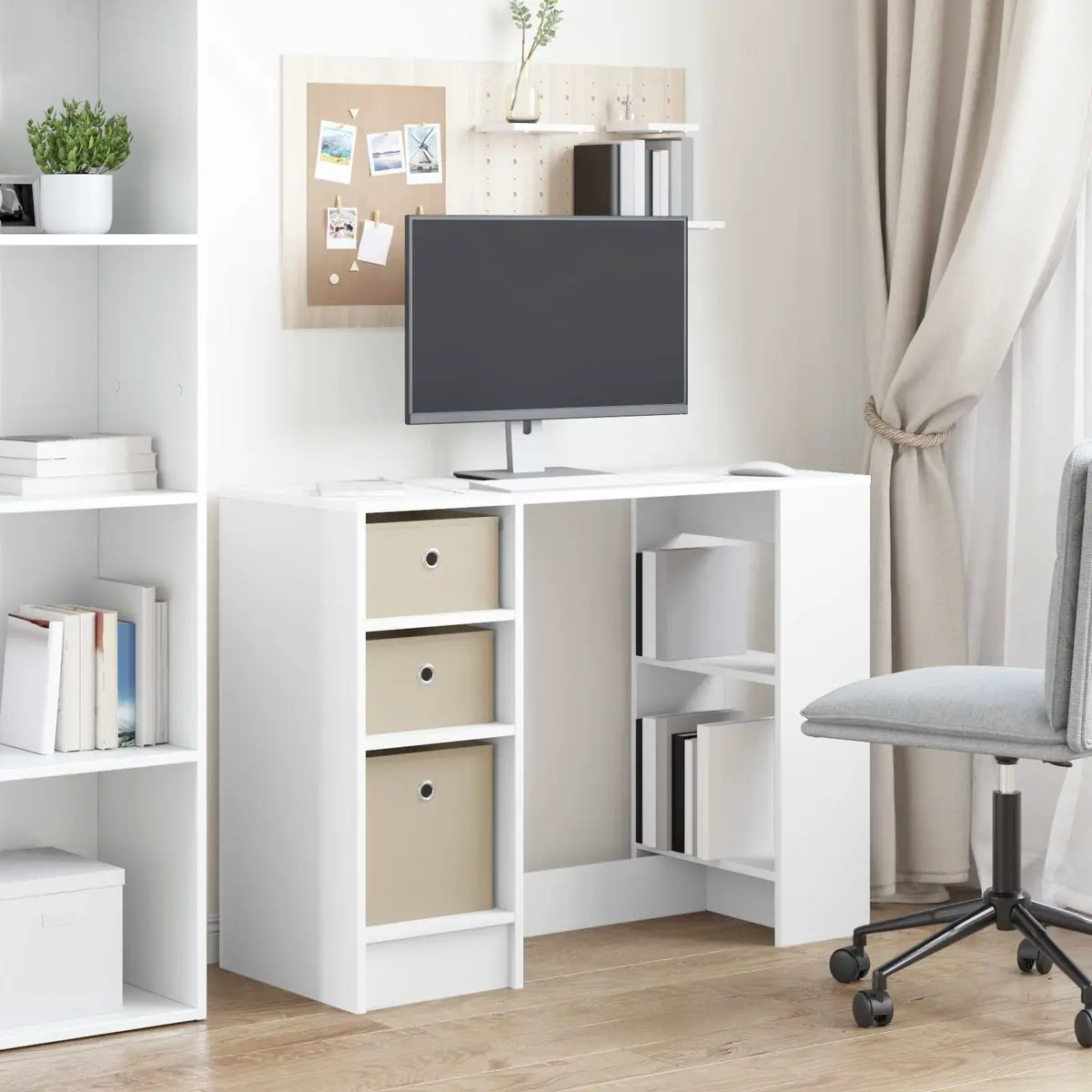 Rectangular White Writing Desk for Home Office