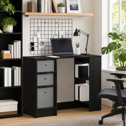 Comfortable Black Oak Desk for Modern Living Spaces