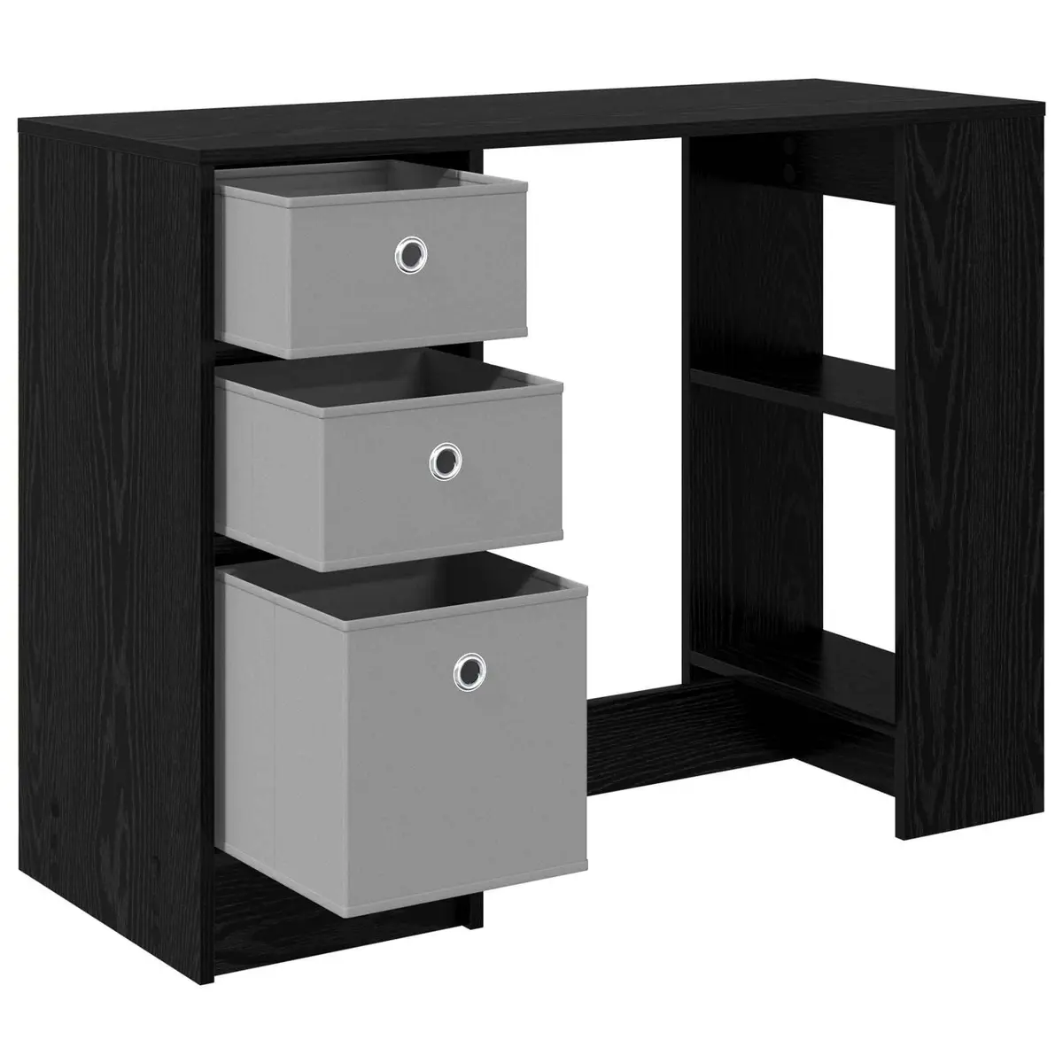 Black Oak Desk 100x40x75cm Engineered Wood Rectangular Office Study Writing