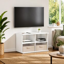 White Modern TV Stand with Drawer for Living Rooms