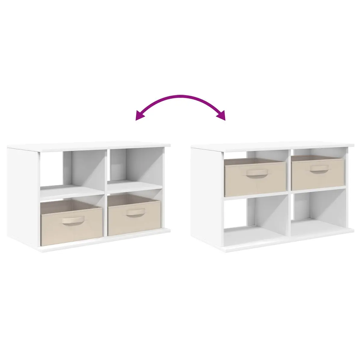 TV Stand White Modern Lowboard Storage Unit 79 x 40 x 48 cm Engineered Wood