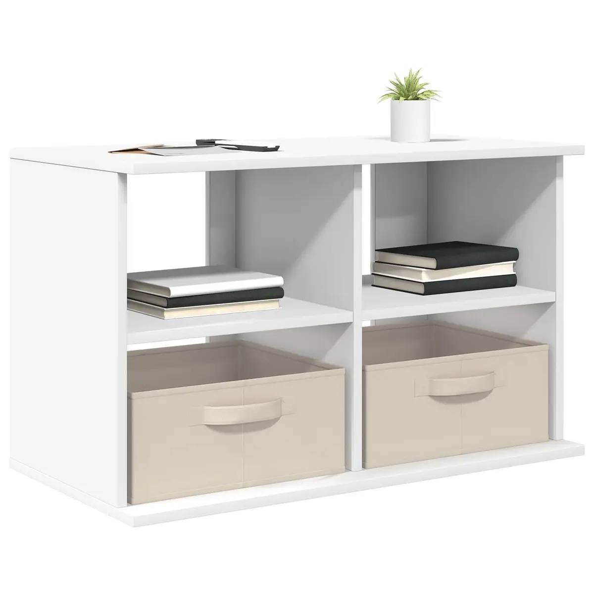 TV Stand White Modern Lowboard Storage Unit 79 x 40 x 48 cm Engineered Wood