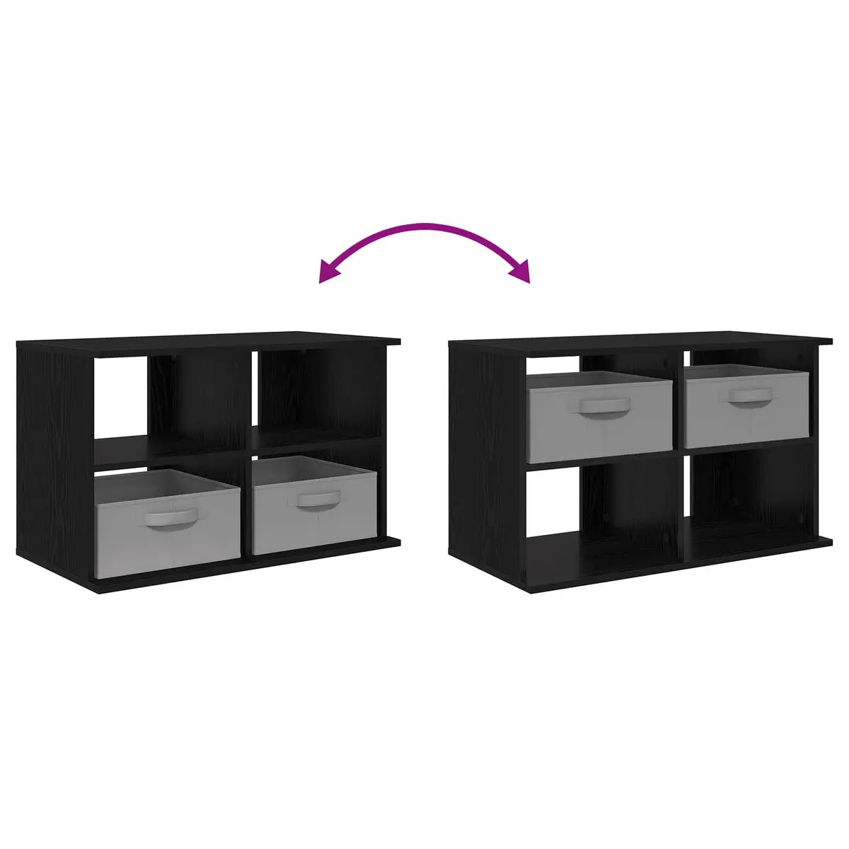 TV Stand Black Oak Modern 79x40x48cm Engineered Wood