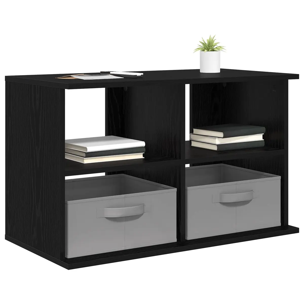 TV Stand Black Oak Modern 79x40x48cm Engineered Wood