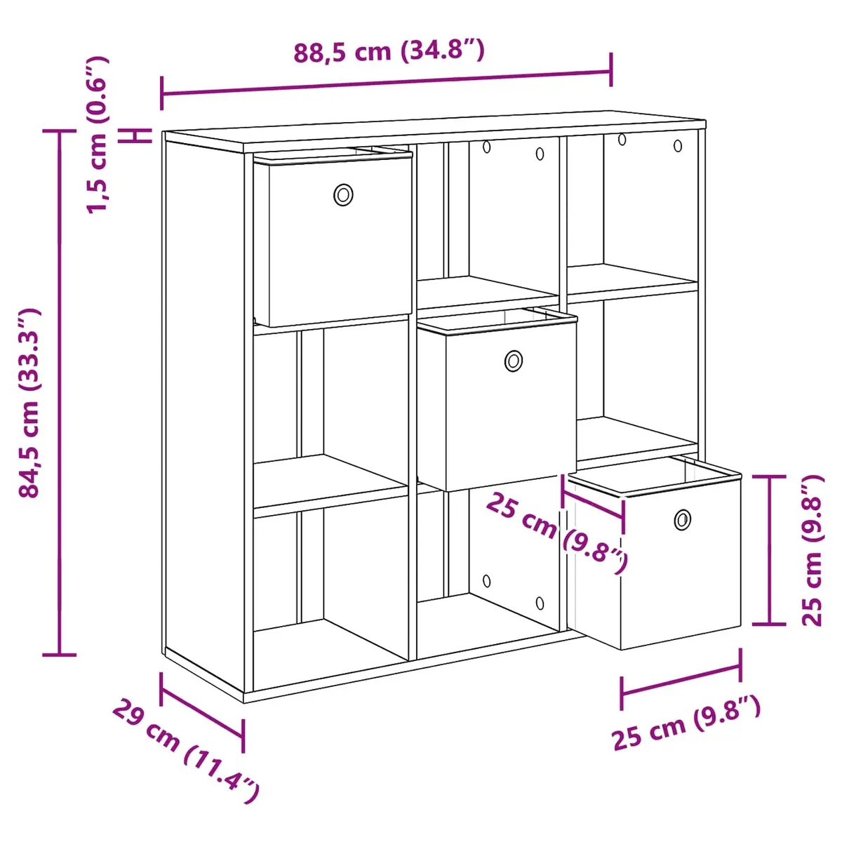 Sideboard Storage Cabinet White Modern 88.5 x 29 x 84.5 cm Engineered Wood