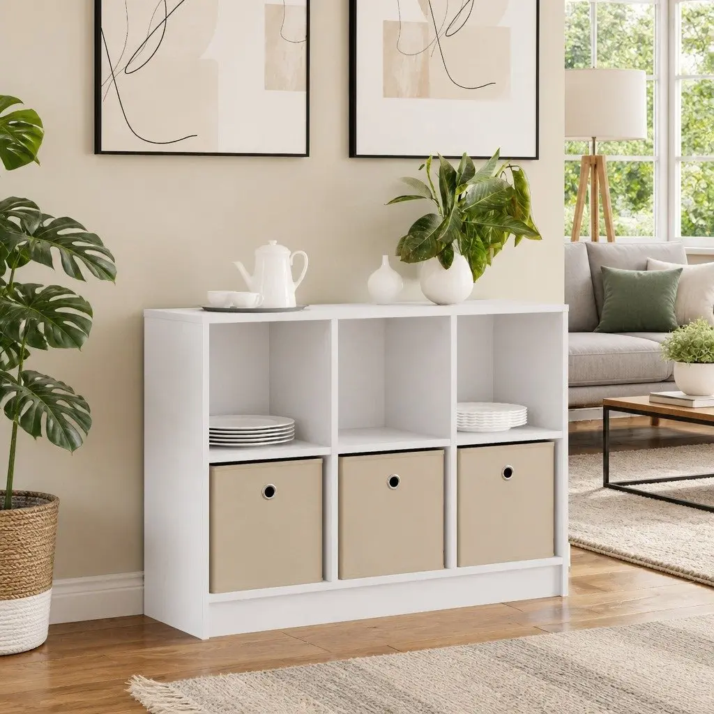 White Sideboard with Drawer Freestanding Storage Cabinet Living Room Hallway