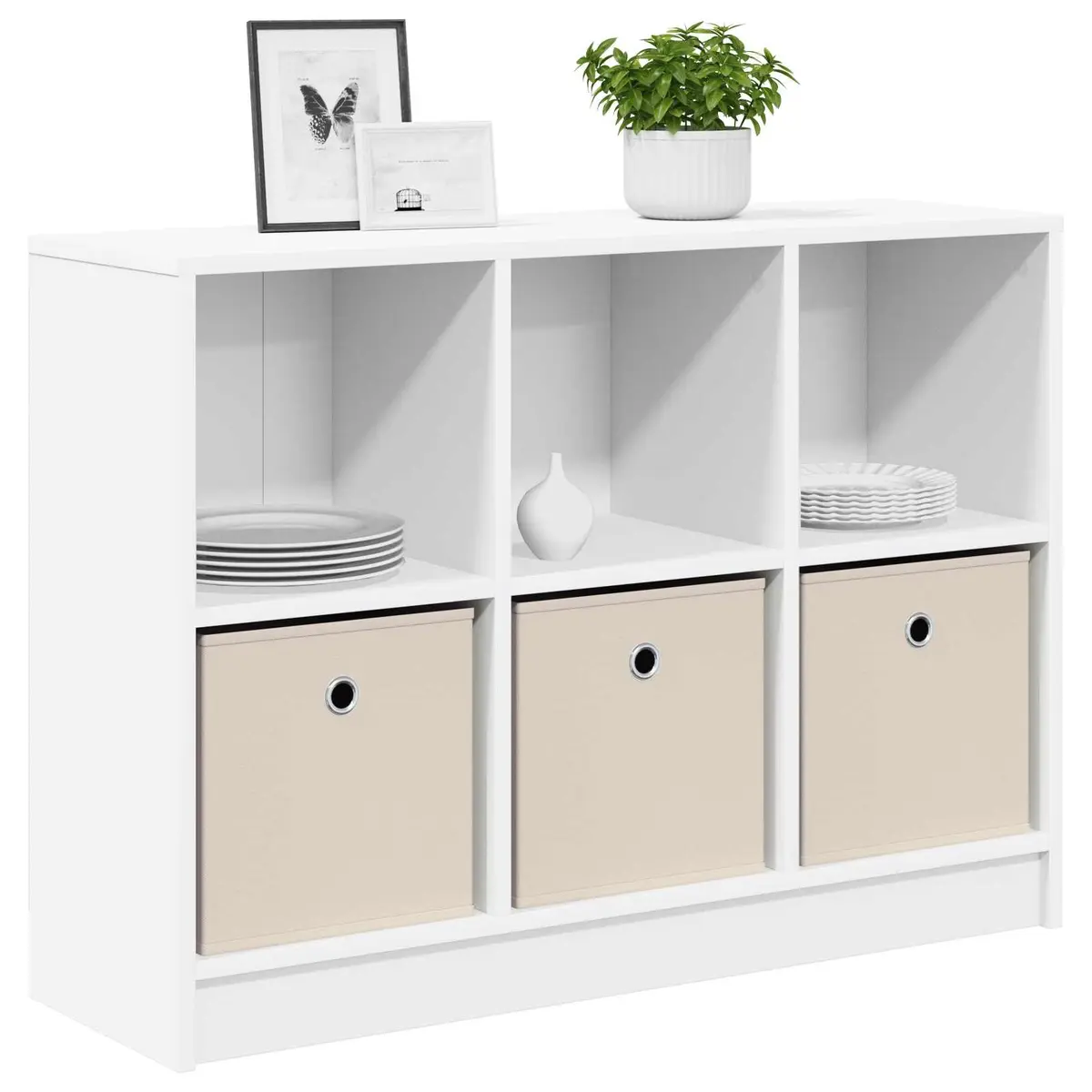 White Sideboard with Drawer Freestanding Storage Cabinet Living Room Hallway