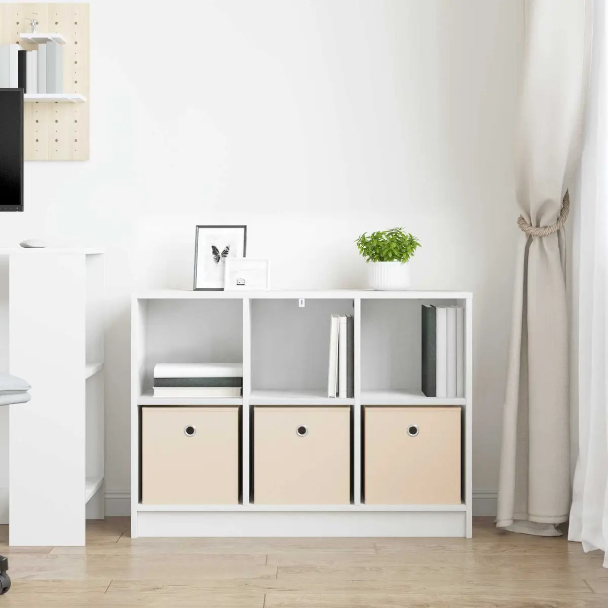 White Sideboard with Drawer Freestanding Storage Cabinet Living Room Hallway