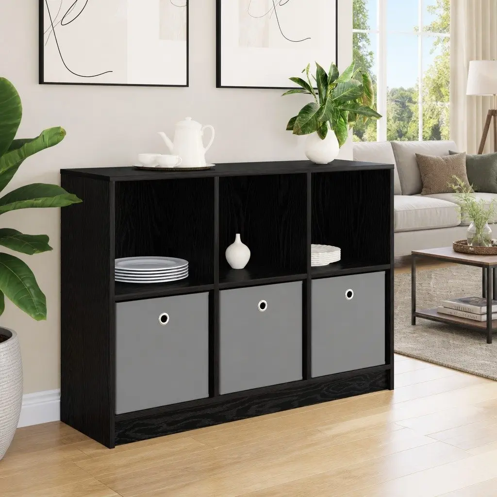 Black Oak Sideboard Storage Cabinet for Living Spaces