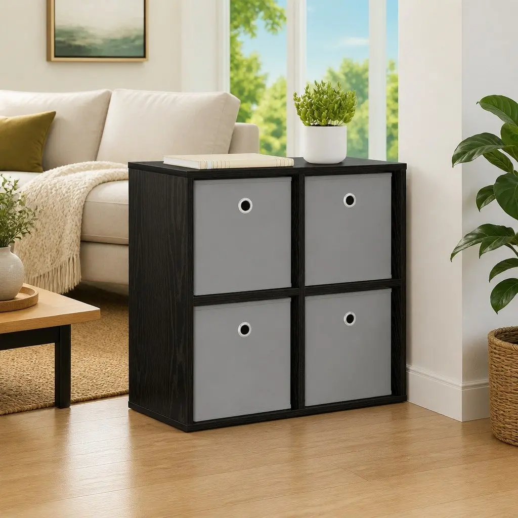 Sideboard Black Oak Storage Cabinet 59.5 x 27 x 57 cm Engineered Wood