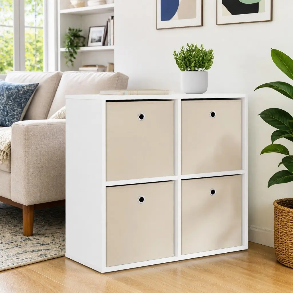 White Sideboard with Drawer Modern Storage Cabinet Living Room Furniture 68.5cm