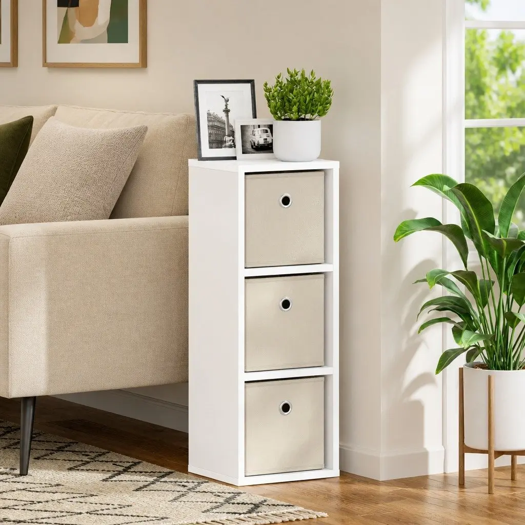 Sideboard White Modern 25.5 x 22 x 69.5 cm Engineered Wood Storage Cabinet