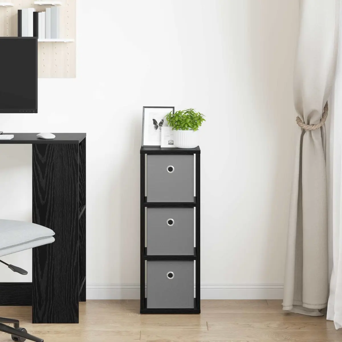 Sideboard Black Oak Modern Storage Cabinet 25.5 x 22 x 69.5 cm Engineered Wood