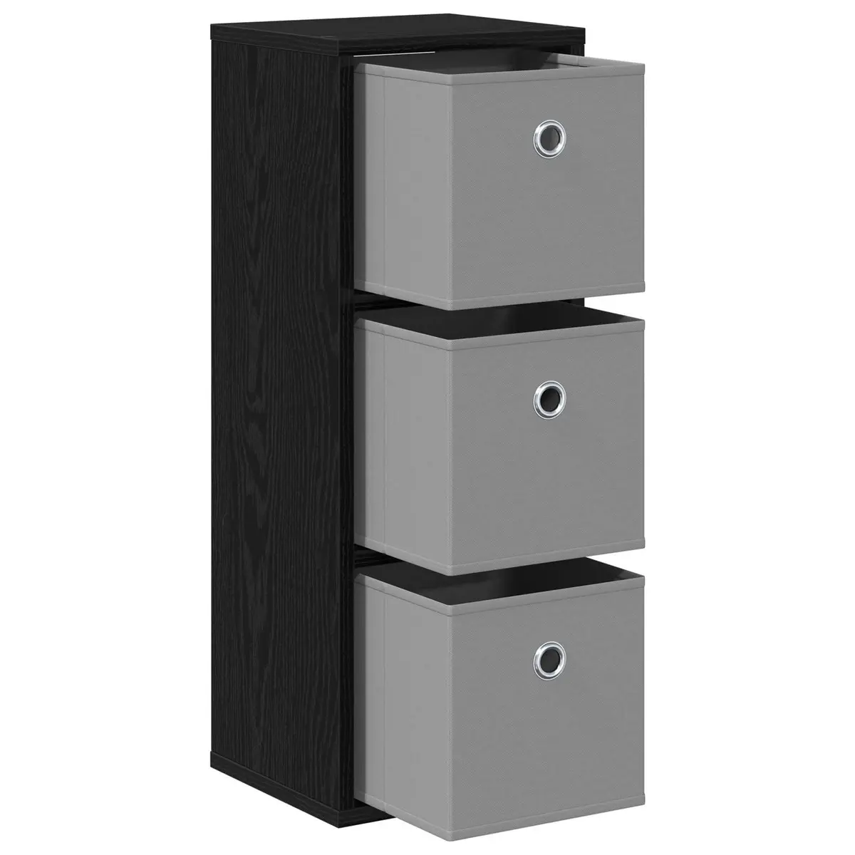 Sideboard Black Oak Modern Storage Cabinet 25.5 x 22 x 69.5 cm Engineered Wood