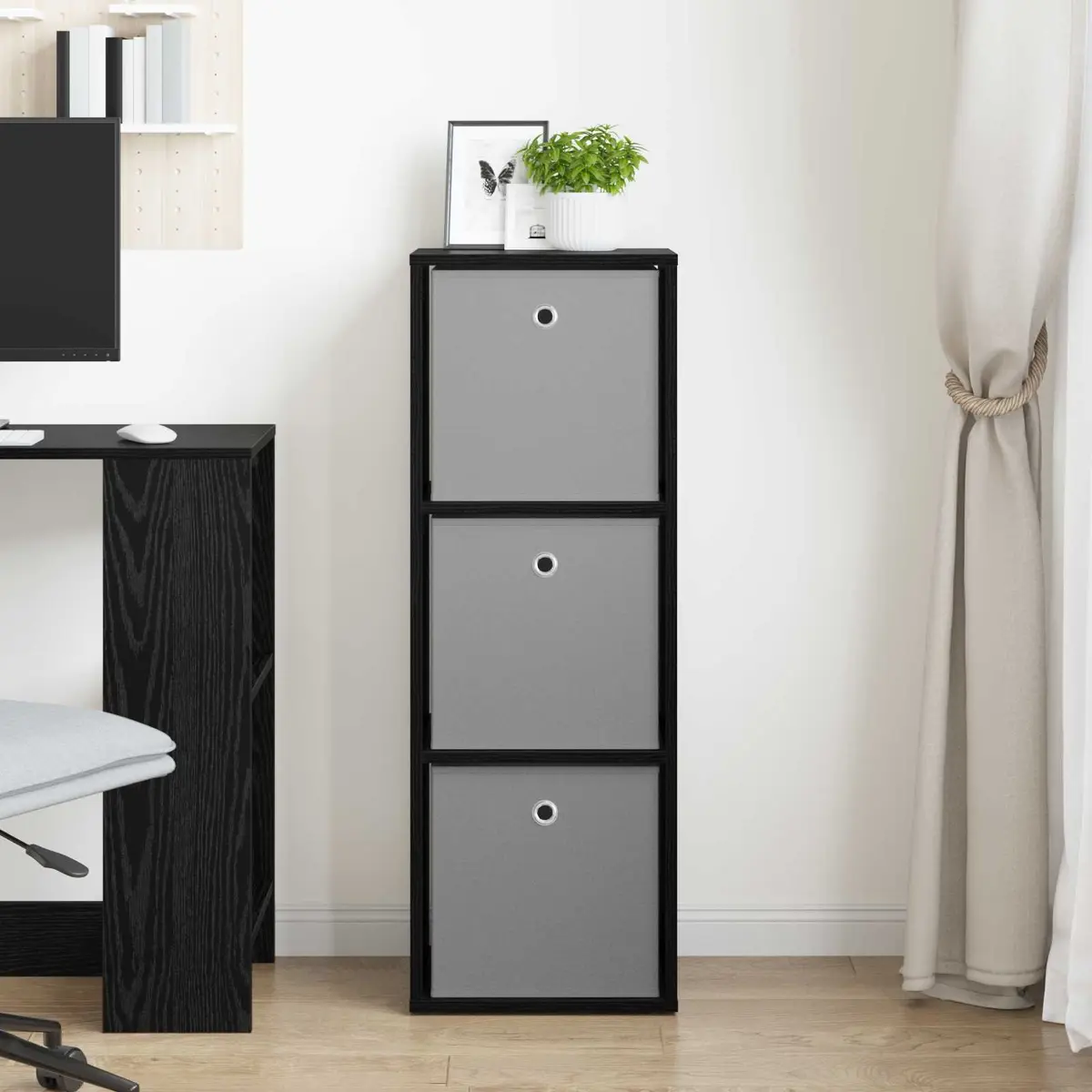 Sideboard with Drawer Black Oak Storage Cabinet Modern Living Room Furniture