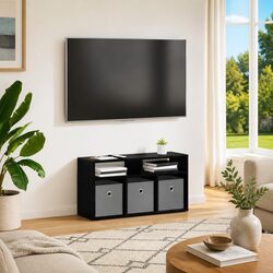 Stylish Lowboard TV Unit with Drawer in Black Oak