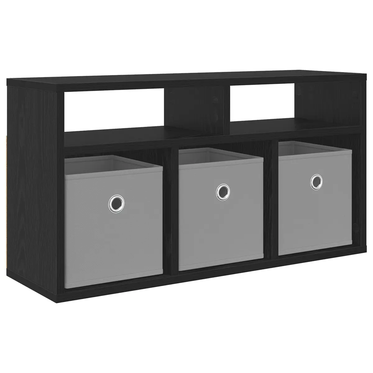 Lowboard TV Unit Black Oak Modern 72 x 22.5 x 38 cm Engineered Wood
