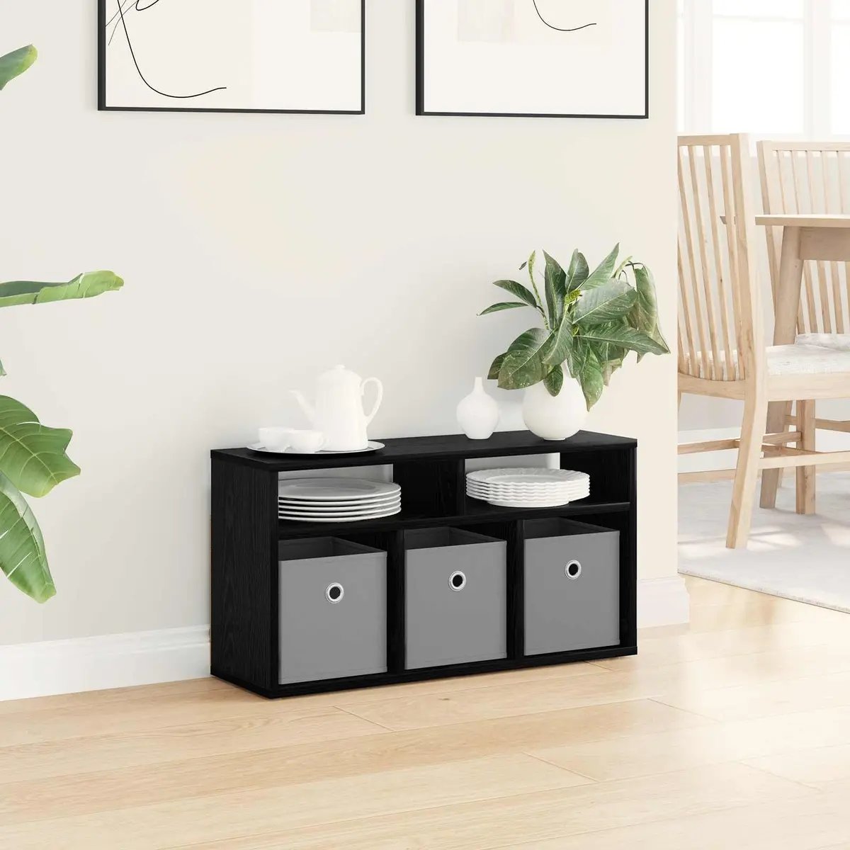 Lowboard TV Unit Black Oak Modern 72 x 22.5 x 38 cm Engineered Wood
