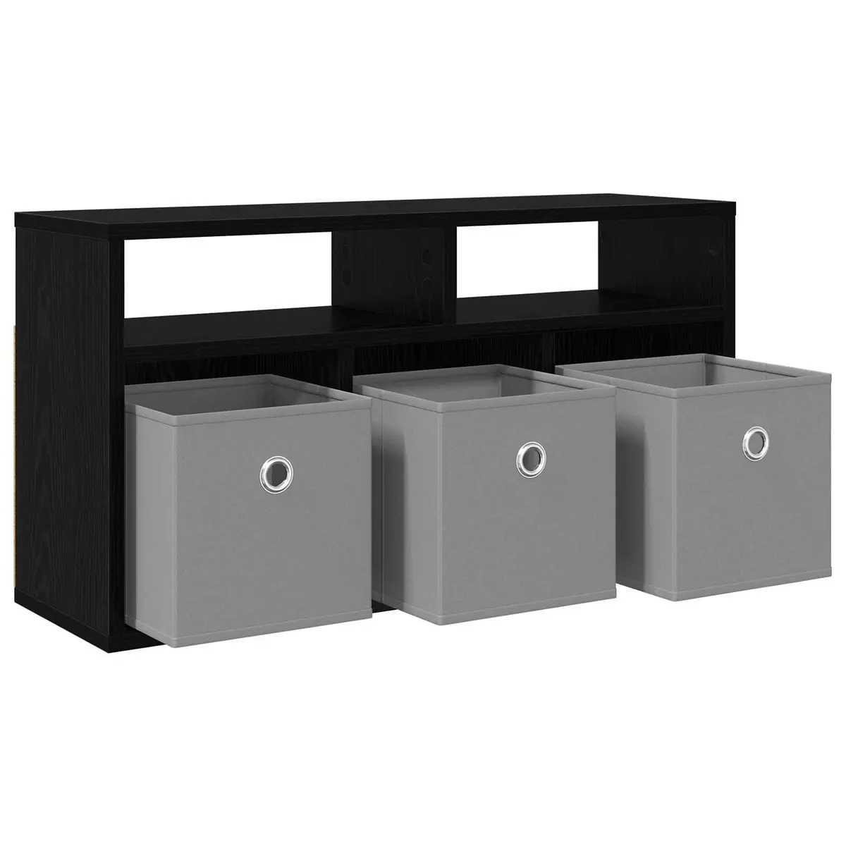 Lowboard TV Unit Black Oak Modern 72 x 22.5 x 38 cm Engineered Wood