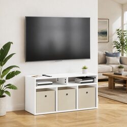 White Lowboard TV Unit with Drawer for Cozy Living Spaces