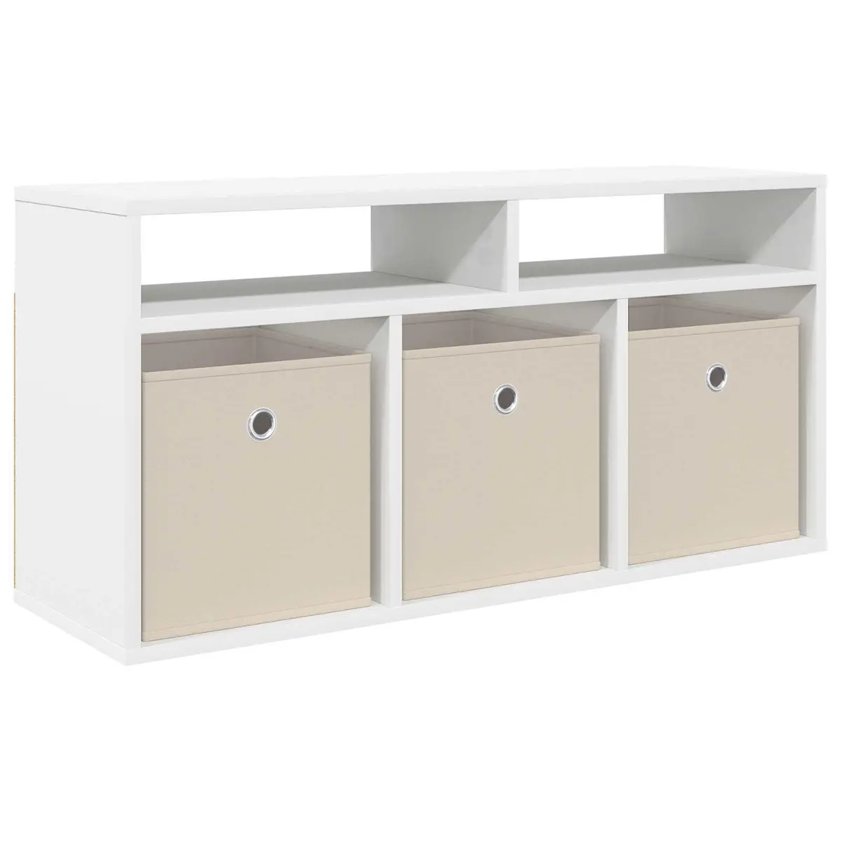 White Lowboard TV Unit with Drawer Modern Living Room Storage Organizer