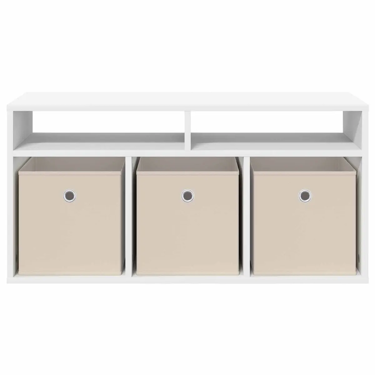 White Lowboard TV Unit with Drawer Modern Living Room Storage Organizer