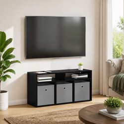 Stylish Black Oak Lowboard TV Unit for Living Rooms