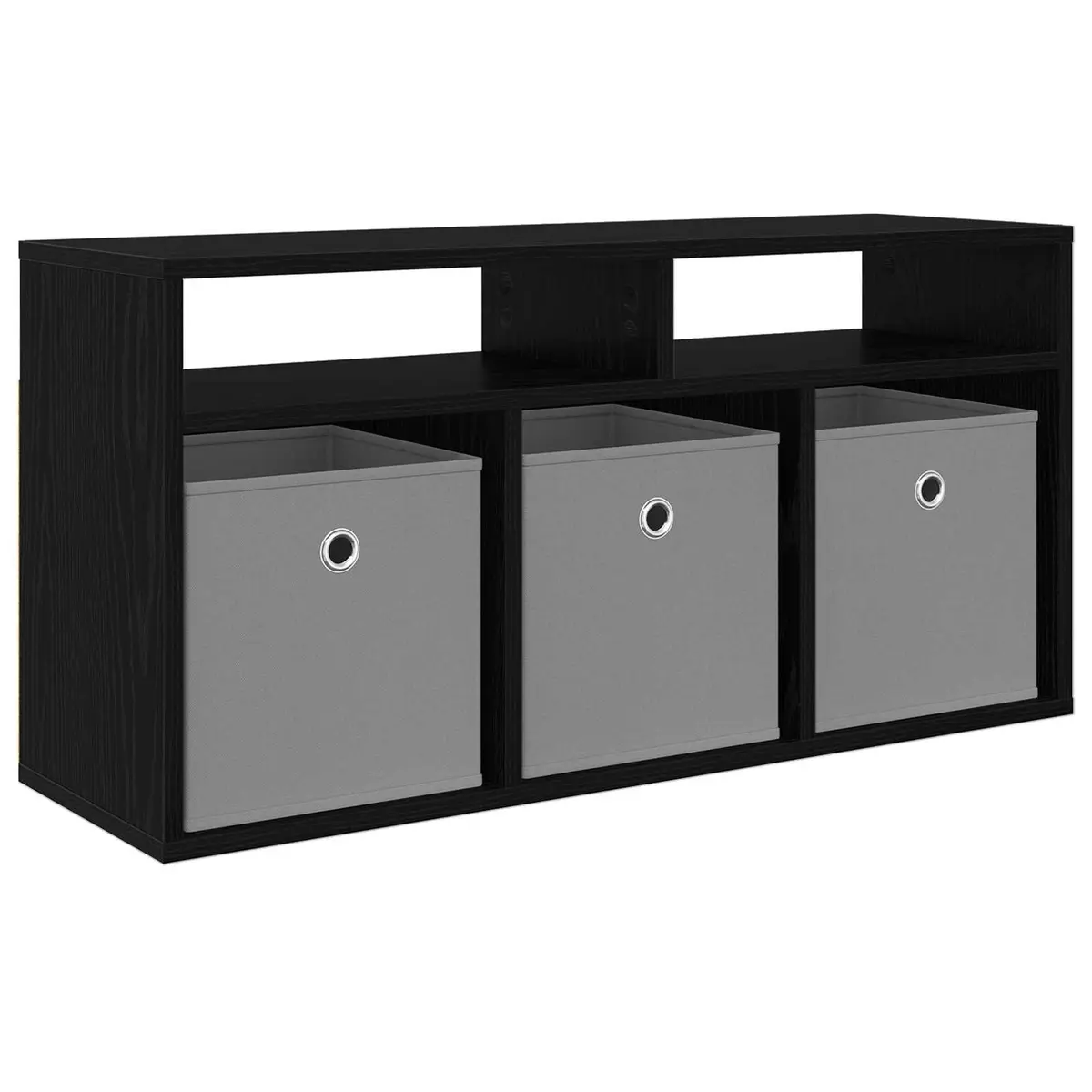 TV Stand Modern Lowboard 87cm Black Oak Engineered Wood