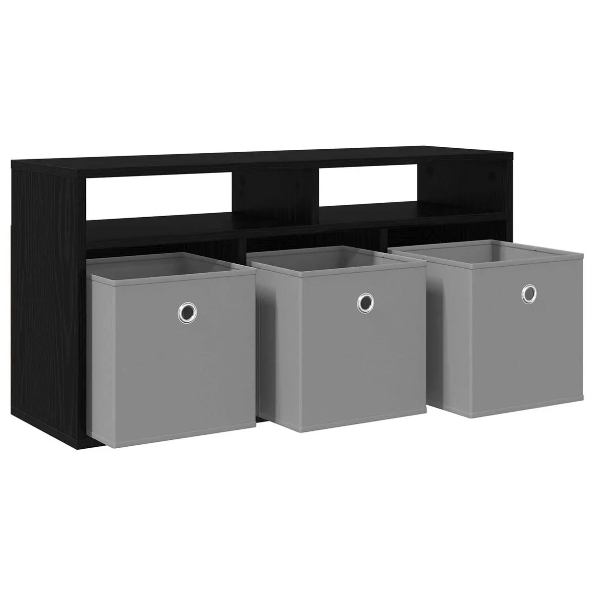 TV Stand Modern Lowboard 87cm Black Oak Engineered Wood