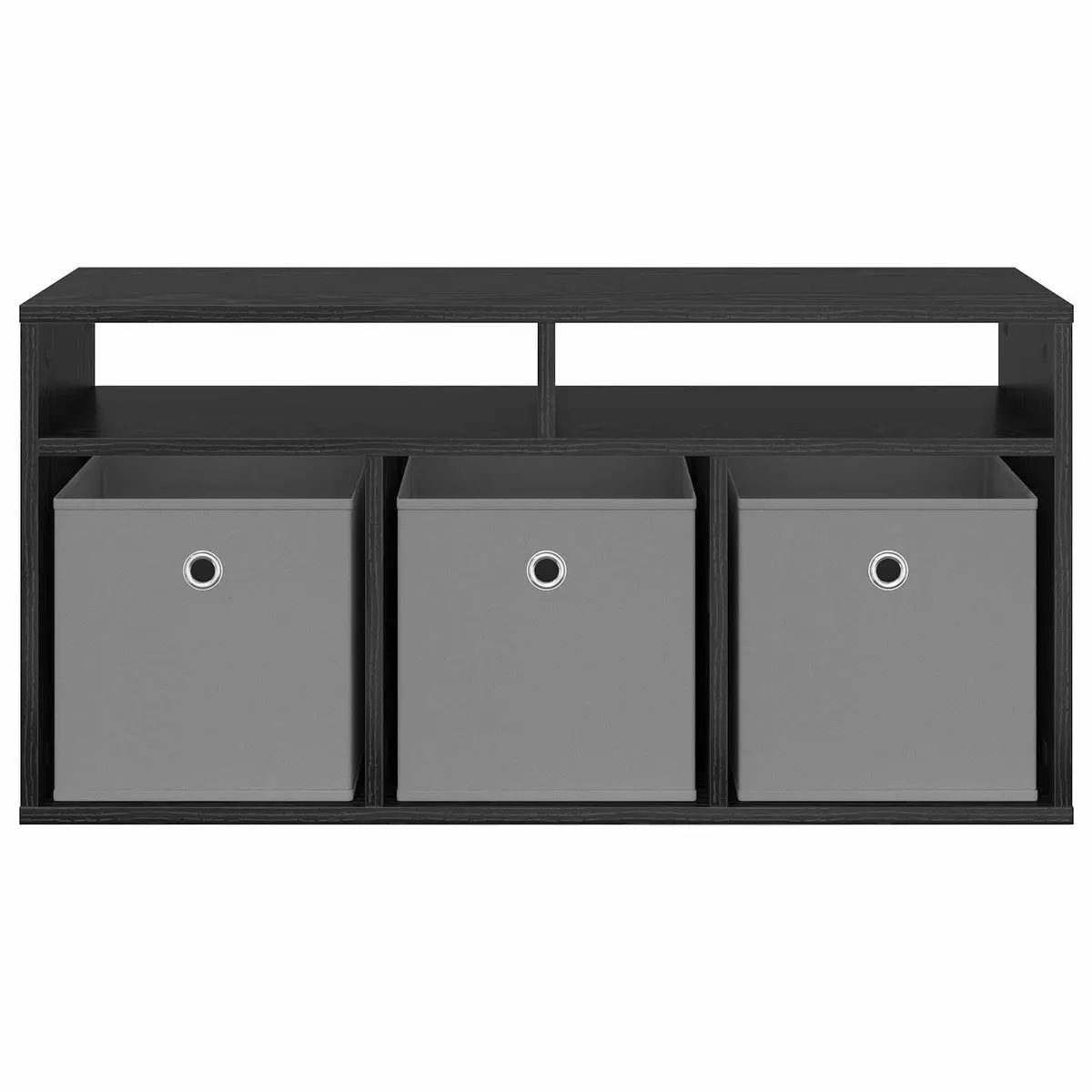 TV Stand Modern Lowboard 87cm Black Oak Engineered Wood