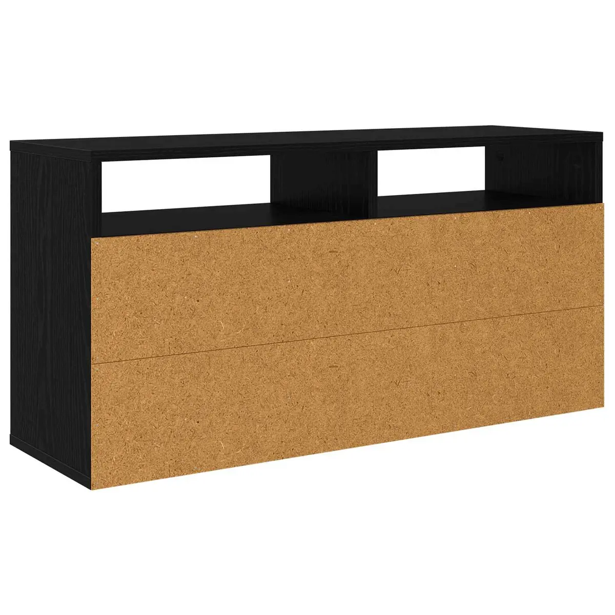 TV Stand Modern Lowboard 87cm Black Oak Engineered Wood