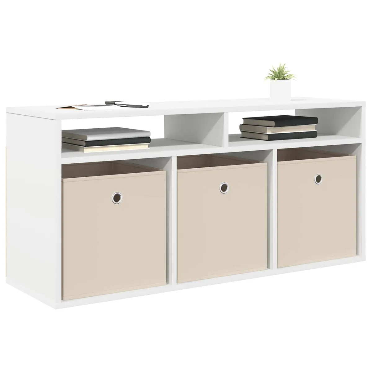 Modern White Lowboard TV Unit Storage Cabinet with Drawer Living Room Furniture