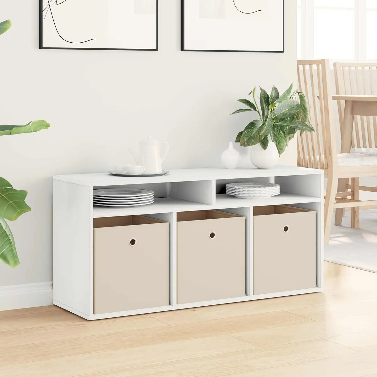 Modern White Lowboard TV Unit Storage Cabinet with Drawer Living Room Furniture