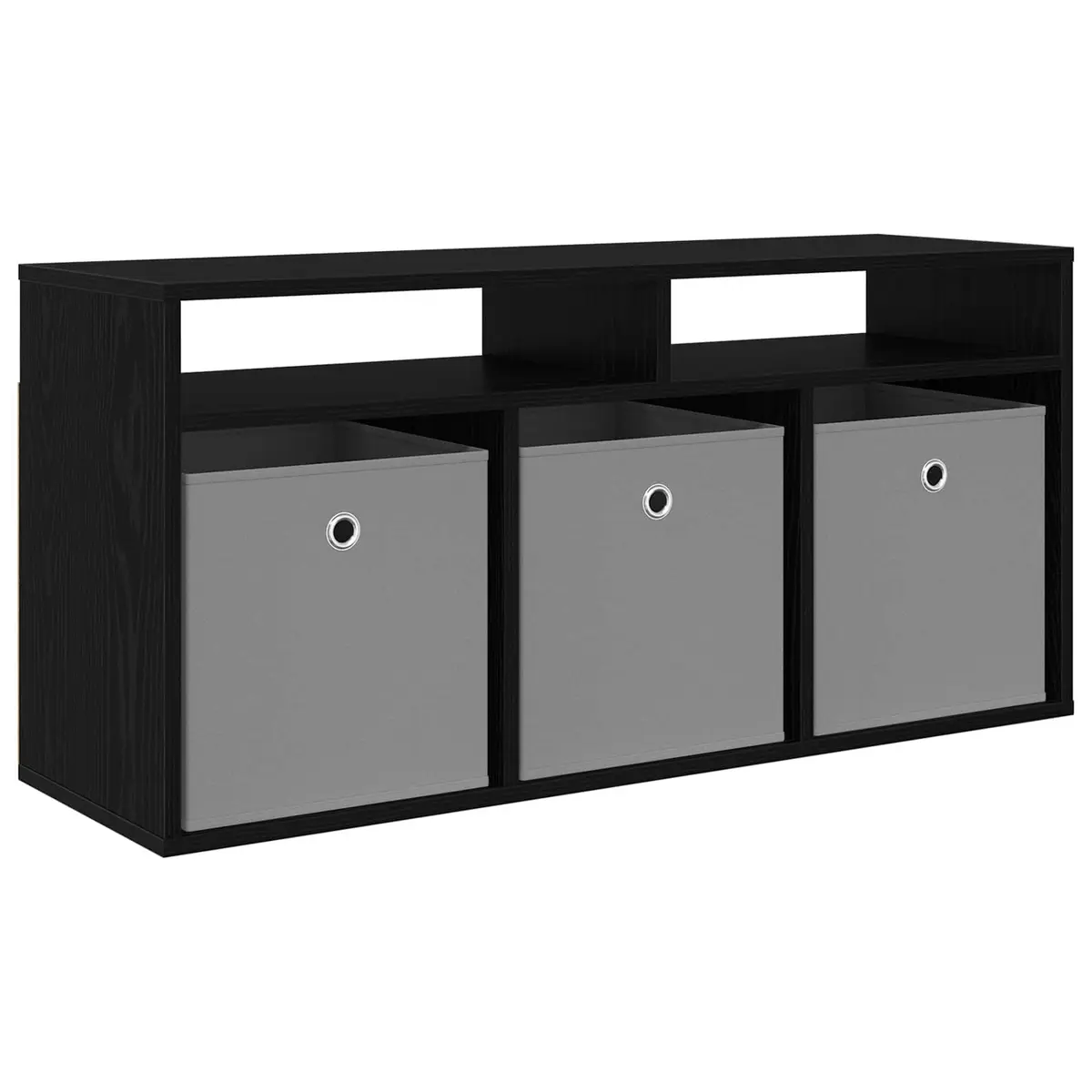 TV Lowboard with Drawer Black Oak Modern Living Room Storage Unit 102x32x48.5cm
