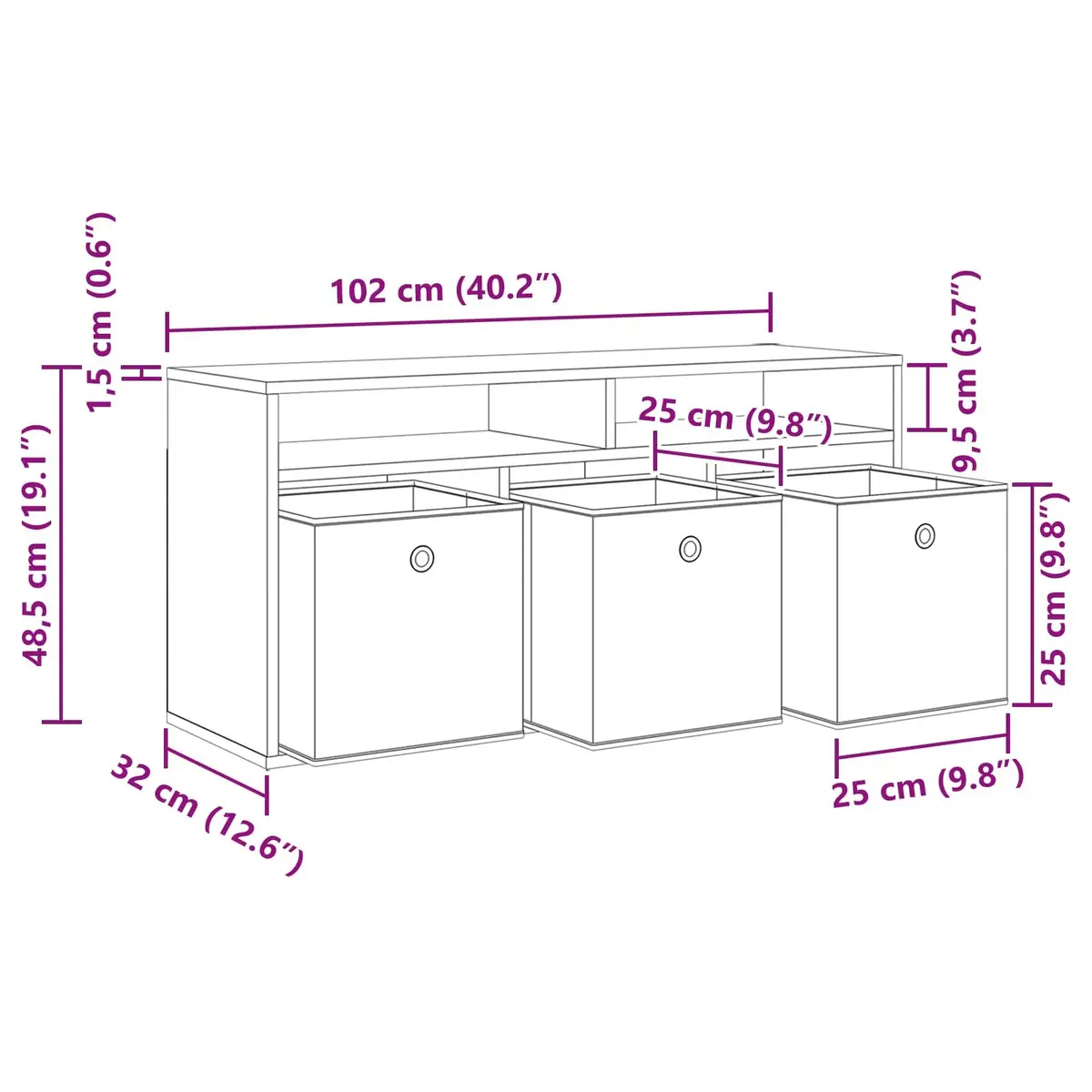 TV Lowboard with Drawer Black Oak Modern Living Room Storage Unit 102x32x48.5cm