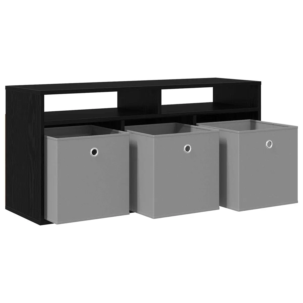 TV Lowboard with Drawer Black Oak Modern Living Room Storage Unit 102x32x48.5cm