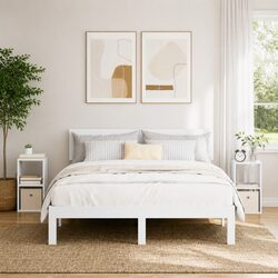 White Engineered Wood Bedside Table Set, 25.5 x 22 x 49.5 cm