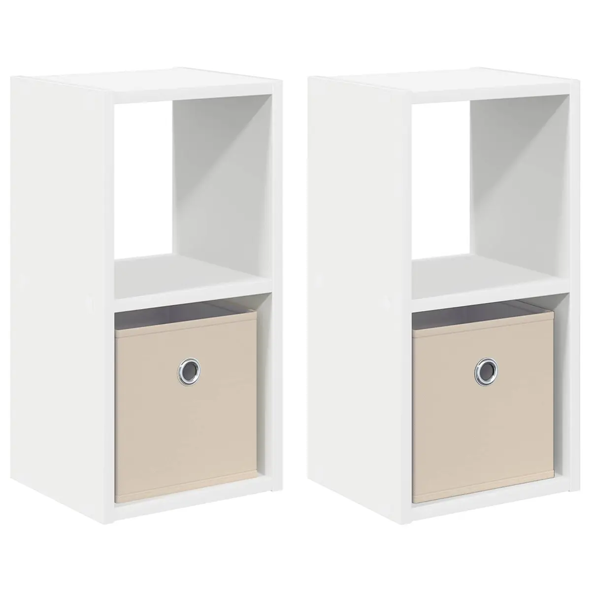 Bedside Table White 25.5 x 22 x 49.5 cm Engineered Wood Modern Nightstand 2 Piece