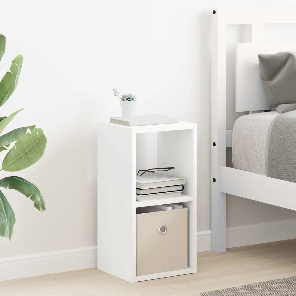 Bedside Table White 25.5 x 22 x 49.5 cm Engineered Wood Modern Nightstand 2 Piece