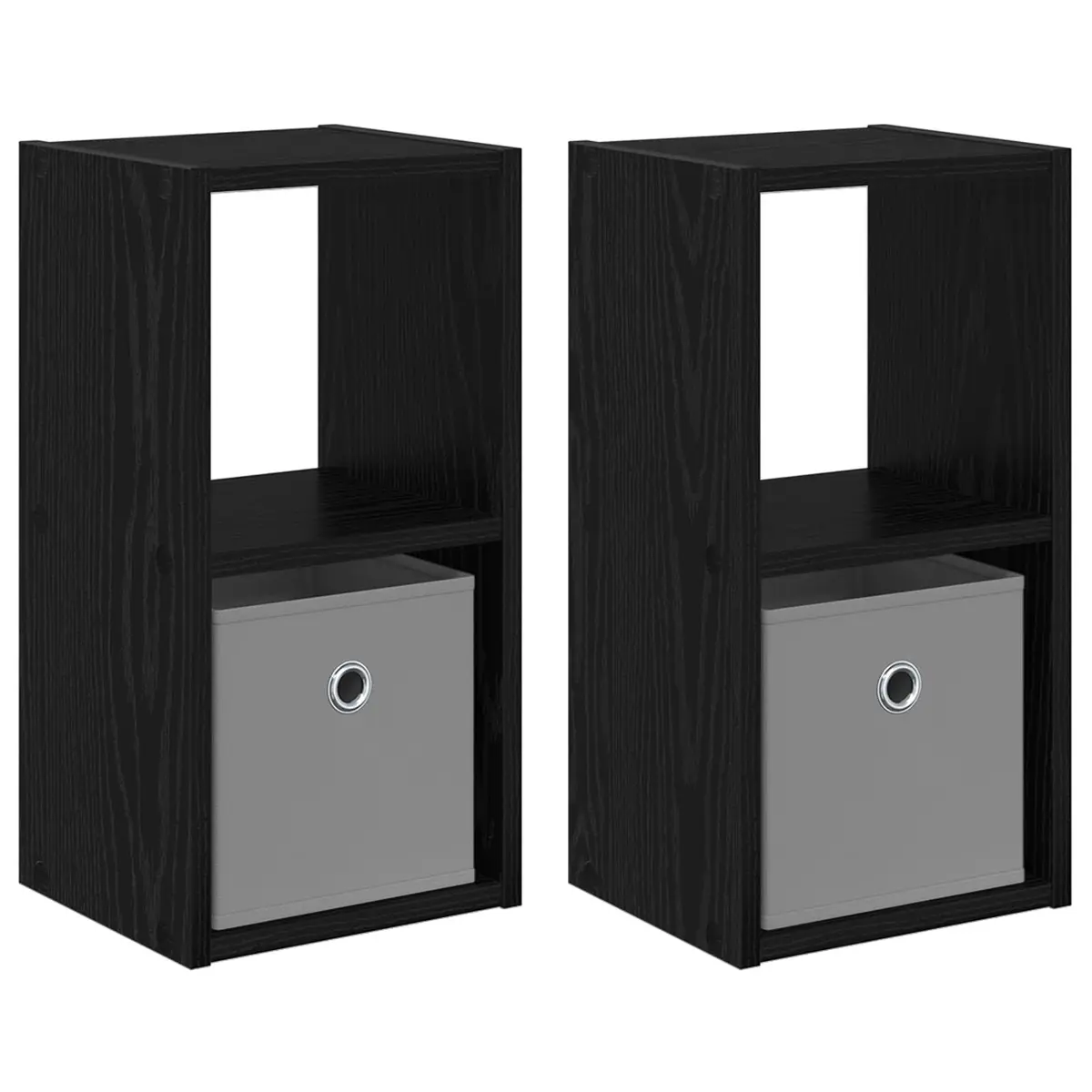 Bedside Table with Drawer Black Modern 25.5 x 22 Engineered Wood